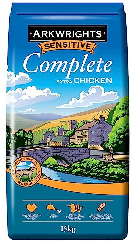 Arkwrights Sensitive Complete Dry Dog Food 15kg - Extra Chicken and Wheat Free Recipe - Sensitive Nutrition for Working Adult Dogs - Dry Dog Biscuits