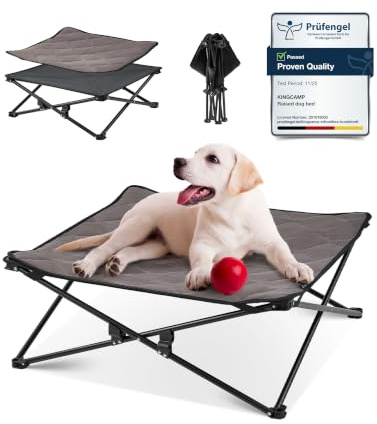 KingCamp Erhöhtes Hundebett Klappbar für Mittlere Hunde,Corgi usw,M | Hundeliege mit Atmungsaktivem Mesh & Wintermatte,Erhöht 30cm,Stabile Q195 Stahlrahmen,Rutschfesten Füßen,für Indoor & Outdoor