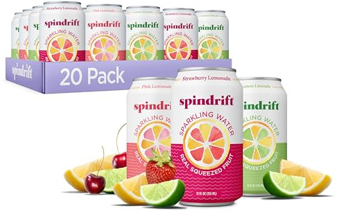 Spindrift Lemonade 3 Flavor Variety 20 Pack,12 Fl Oz (Pack of 20)