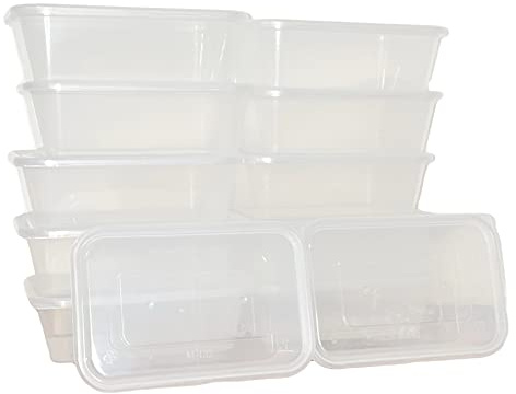 Be4Ever Lot de 12 récipients à emporter avec couvercles, passent au micro-ondes, anti-fuite, jetables avec couvercles, en plastique durable et recyclable (650 ml)