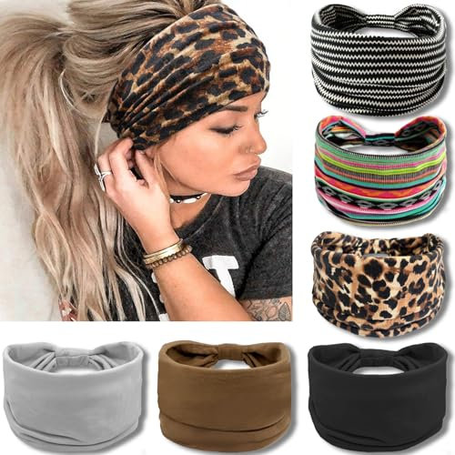 VENUSTE Boho Breite Stirnband Damen, Geknotete Stirnbänder für Erwachsene Frauen, Haar-Accessoires, 6 Stück