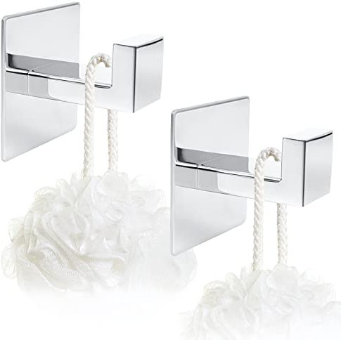 JOLIGAEA 2 Ganci per Asciugamani, Ganci Adesivi in Acciaio Inox, Ganci portasciugamani per Cucina e Bagno, Gancio Appendiabiti Porta Accappatoio