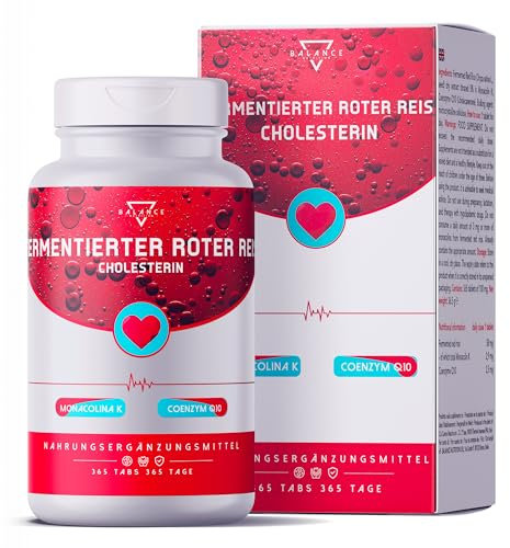 RISO ROSSO FERMENTATO - 365 COMPRESSE (Fornitura 12 Mesi) | Riso Rosso Fermentato Colesterolo | 2,9 mg di Monacolina K | Integratori Colesterolo con Coenzima Q10 | Made in Italy