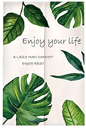 Surwin Planta Cortina de Puerta Japonesa Noren, Estilo Japonés Cortina de Puerta Interior Tela Tapiz Cortina de Partición para Hogar Habitación Cocina Tienda Restaurante (75x150cm,Planta Verde)