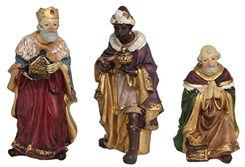 TIENDA EURASIA - Set de 3 Reyes Magos, Figuras para Belen de Los Reyes Magos, Fabricados en Resina, Decora tu Nacimiento con Las Clasicas Figuritas de los Reyes Magos (Reyes a pie)