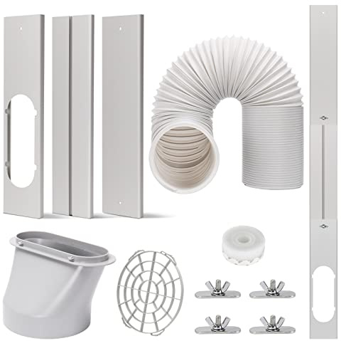 Portable AC Window Vent Kit with 5.9” Exhaust Hose Window Seal Kit for Portable Air Conditioner, Adjustable Portable AC Windows Vent Kit for Sliding Horizontal and Vertical Window