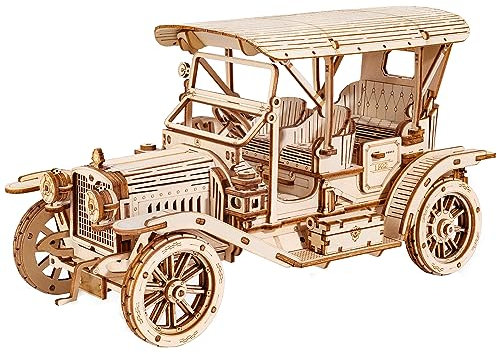 ROBOTIME 3D Puzzle Vintage Car, Wooden Model Kits for Adults to Build, Mechanical Construction Craft Kit Gift for Adults and Teens