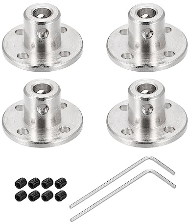 Rebower 4Pz Rigido Flangia Accoppiamento Connettore Motore Accoppiatore 5mm | con 8Pz Vite M1.5 Esagonale Chiave inglese, per Fai-da-Te Passo Passo Motori