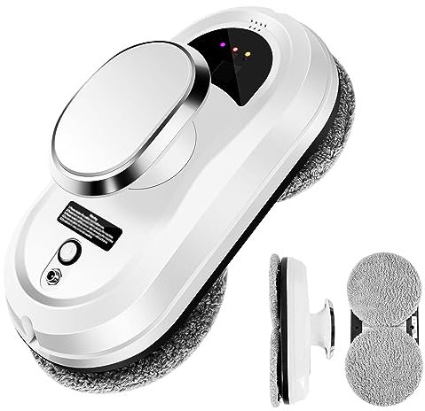 Robot nettoyeur de vitres, robot nettoyeur de vitres intelligent avec aspiration puissante de 5600 Pa, tête de nettoyage à double spirale, télécommande - Idéal pour les fenêtres/carrelage/portes