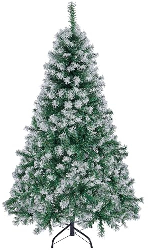 Yaheetech 5ft Frosted Christmas Tree, Holiday Decorative Tree, Green | 152cm Artificial Xmas Tree | 435 PVC Branch Tips | Foldable Stand | Festival & Home & Office Decoration