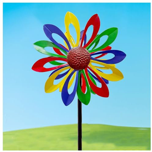 Molinillo De Viento De Girasol, 174CM Veleta Decorativa con Diseño De Girasol Molinillos De Viento Metal, Patio Jardín Césped Y En Cualquier Lugar Aire Libre,Color