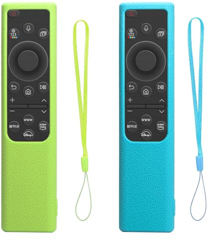 Pack de 2 Fundas para Samsung Smart Solar Cell Remote 2021 2022 BN59-01357 BN59-01385 BN59-01265A, Antideslizante a Prueba de Golpes, Brilla en la Oscuridad (Azul+Verde)