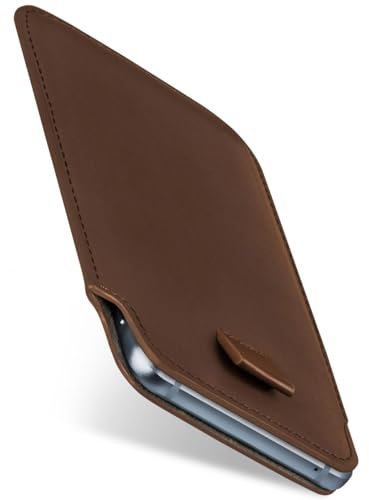 moex Slide Case für Huawei P20 Pro Hülle zum Reinstecken Ultra Dünn, Holster Handytasche aus Vegan Leder, Premium Handyhülle 360 Grad Komplett-Schutz mit Auszug - Braun