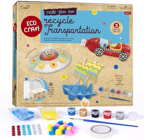 LAOESE DIY Upcycling Transport Bastelset - Kreatives Geschenk für Jungen und Mädchen von 4-12 Jahren, Basteln für Kinder