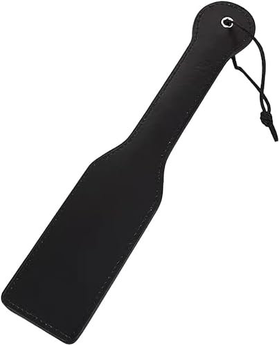 Black PU Leather Sex Flogger Paddle Horse Riding Crop Whip Tickler Equestrian Bat