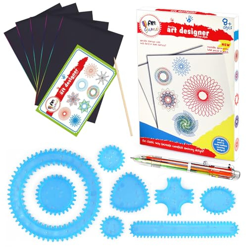 Spiral Designer,15 Stück Spirograph Kinder,Multifunktionale Spirograph Zeichenwerkzeug,Kratzbilder für Kinder,Spiral Drawing Spielzeug Set,Spiral Designer Stencil,Malschablonen für Freund,Erwachsene