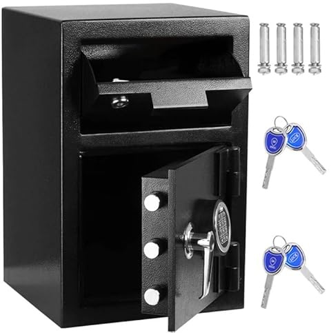Greenvelly 80LBS Depository Safe with Drop Slot, 2.6 Cub Anti-Theft Cash Drop Safe with Electronic Lock for Home,Office,Hotel (2 Keys)