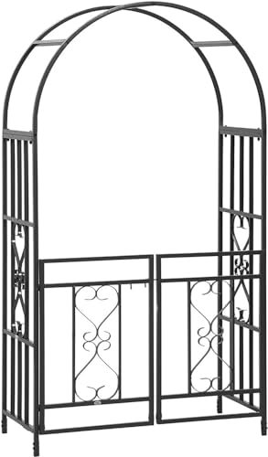 FDSGEEE Arche De Jardin avec Portillon,Tonnelle De Jardin en Fer, Résistant Aux Intempéries Arceau À Rosiers, Solide Et Durable Pergola Cadre pour Diverses Plantes Grimpantes