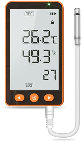 CHNADKS GSP-80PRO Temperature & Humidity Monitor with External Sensor, LCD Display, USB Data Export (PDF/Excel), Alarm Alerts, Rechargeable Battery, for Cold Chain, Storage & Labs (-40°C to 85°C)