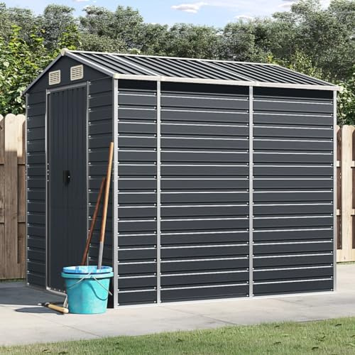 Iiaky Cobertizo de jardín Acero galvanizado Antracita 191x215x198cm Casa De Jardin Armario Exterior Terraza