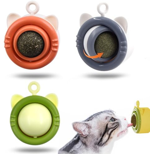 Xionghonglong Katzenminze Balls Spielzeug für Katzen, Katzenminze Ball Wand | Essbare Katzenminze-Bälle,4 in 1 Katzenminze Ball für Katzen Set,Drehbare Katze Süßigkeiten,Katzenspielzeug,Katzenminze