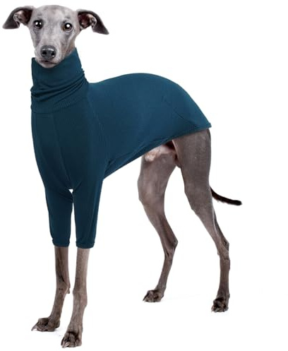 IECOii Rollkragenpullover für Windhunde,Italienischer Windhundpullover,Thermo-Schlafanzug,Lurcher-Strickwaren,Windhundmäntel Hunde im Herbst,Whippet-Sweatshirts,Strickpullover für große Hunde,Blau,XL