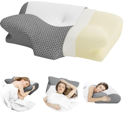 MOLPHIT Oreiller Ergonomique Cervical, Oreiller Memoire Forme Anti ronflement, Oreiller Cervical, Coussin Cervicales Douloureuses de Forme pour Les Dormeurs, 65x40x12cm