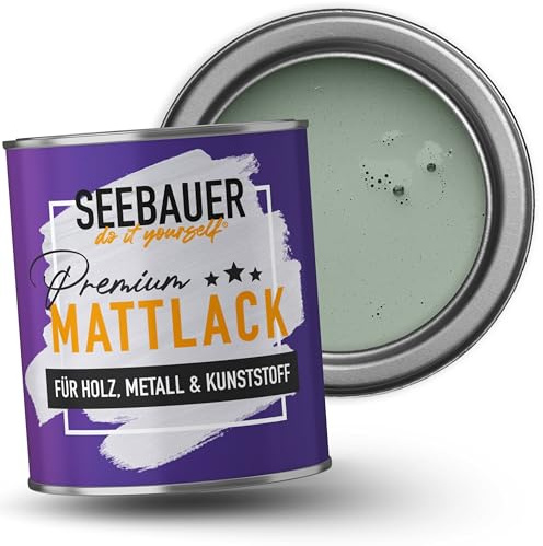 SEEBAUER diy Mattlack Grün 750ml für Innen & Außen (No. 764 Nordic Wood) Möbelfarbe ohne Schleifen - Hybrid-Lack für Holz, Metall, Kunststoff - Holzlack, Möbellack hohe Deckkraft