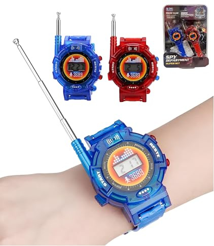 Walkie Talkie Orologio da Polso LCD Spia Agente Segreto con Ricetrasmittenti Altoparlante e Microfono Integrato a Forma di Orologi per Bambini