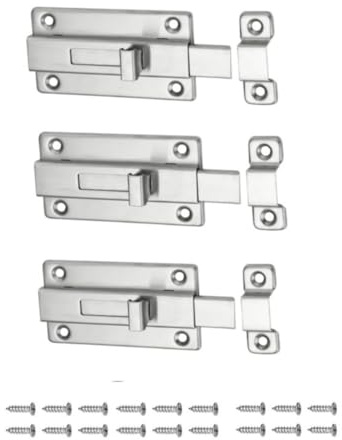 YANCAIYUNL 3Pcs Sliding Door Bolt Lock, Stainless Steel Latch for Indoor Use