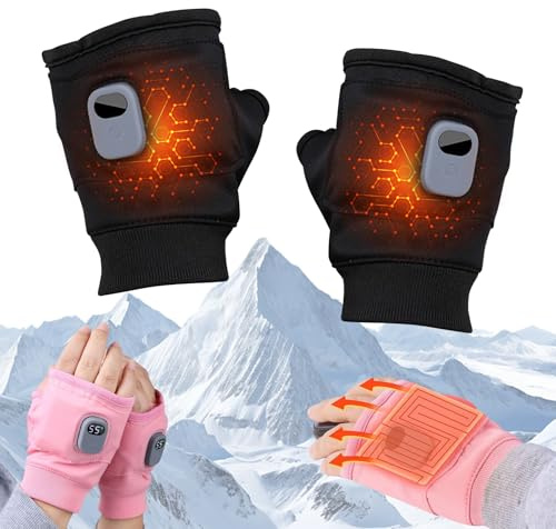 Beheizte Handschuhe Fingerlos, Beheizbare Handschuhe Wärmehandschuhe Handschuhe Ohne Finger USB Beheizte Handschuhe mit 3 Erwärmung Touchscreen Handschuhe für Damen Herren