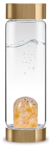 VitaJuwel ViA STAR BABE Magische Wasserflasche mit Citrin, klarem Quarz und 24 Karat Gold für Fülle, Vertrauen und Kreativität