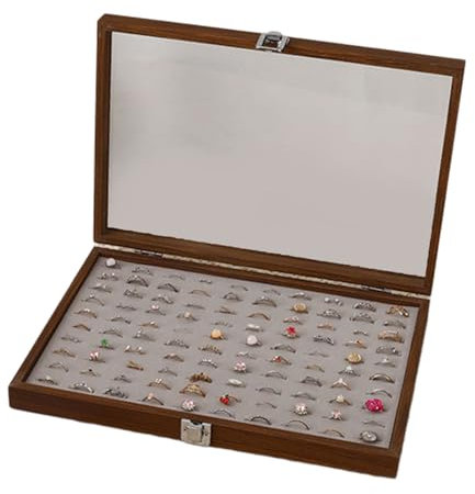 YHAILI Elegante Schmuckschatulle aus Walnussholz mit individuellen Gittern und Deckel für Vintage-Stil-Dekoration