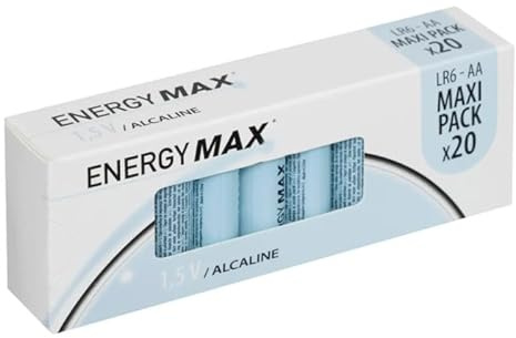 Energy Max - Lot de 20 Piles LR06 Alcaline 5cm Bleu