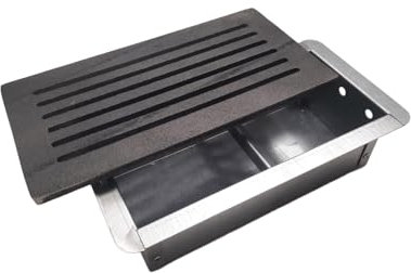 Fonderia Bongiovanni | Griglia in Ghisa | Griglia per Camino | Stufa Pellet | Barbecue Fondello per Cenere | 30x16 cm Mod.L | con Cassetto Raccolta Cenere | Altezza 8 Cm | Accessori Camino