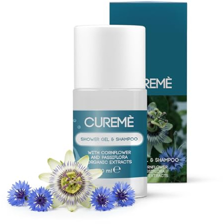 Maqa - Shampooing douche aux extraits bio de bleuet et de passiflore 20 ml | Courtoisie hôtels, B&B, cliniques, bureaux | Formule naturelle douce, fabriqué en Italie, respectueux de l'environnement