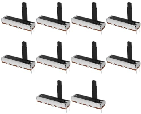 Create idea 10 Unidades Potenciómetro Deslizante Lineal Simple de 3 Pines B100K para Ajustar Altavoces de TV Y Mezclador 35 X 20 Mm