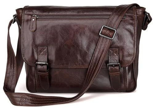 SPPEOUKJ Sac De Messager Ölgewachste Echtleder Umhängetasche Herren Messenger Bag Leder Umhängetasche Sling Freizeittasche Casual Pour Messager
