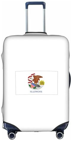 NBAGHPQ Illinois State Flag Print Universale Elegante Valigie Copertura Elastica Lavabile Anti Graffio Protezione Bagagli, bianco, XL