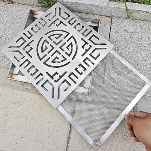 Grondaie decorative quadrate in acciaio inox 304, griglie per pluviali, coperture per grondaie in acciaio inox, griglie per pluviali esterne, grondaie rimovibili, coperture per scarichi esterni per ga