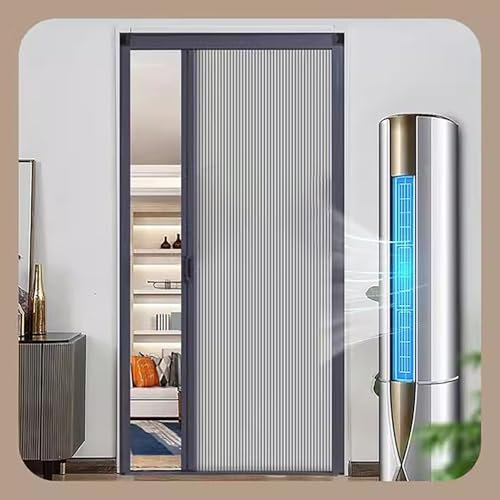 Akkordeon-Tür mit Aluminiumrahmen und Wabenplatte, Raumteiler für Wohnmobile/Garage, passend für jede Öffnungsgröße (112 x 180 cm), Grau