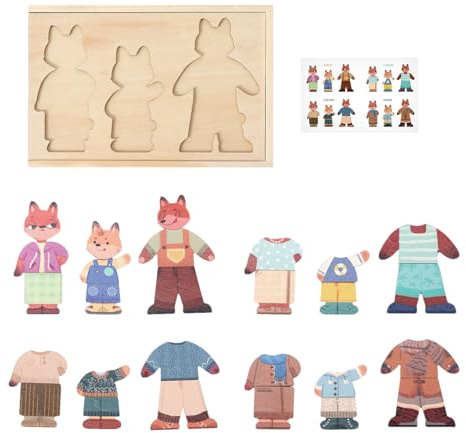 Tierpuppe zum Anziehen,Anziehpuppen | Holzbrett Puzzle Kombiniere Outfits Für Kinder Rollenspiel Kindergarten Reise Geburtstag Geschenk