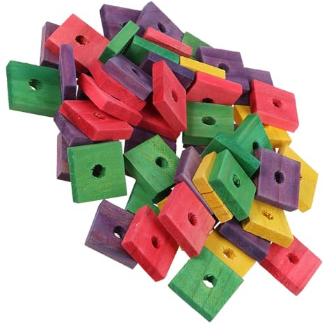 TOBBOMEY 50pcs Wooden Parrot Chewing DIY Wood Chips for Birds Parakeets Budgies Teeth Grinding Bite to Clean Beaks and Satisfy Natural Chewing Instincts