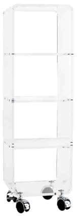 VESTA Multy - Carro de almacenamiento multifuncional – 5 estantes – 4 ruedas giratorias – Transparente – 84,5 cm de altura – Cristal acrílico – Fabricado en Italia