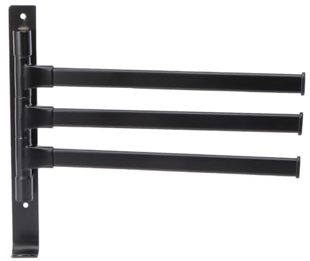 Homoyoyo Wall-Mounted Rotatable Towel Rack 3-bar Punch-Free Bathroom Storage Rack Black Space Aluminum Towel Holder for Bathroom Organization