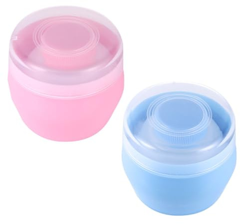 ZUNOXAZ 2 Satz Babypuder Quasten mit Aufbewahrungsbox Kompakte Puderdosen aus Plüsch Praktischer Reisebehälter für Körperpuder