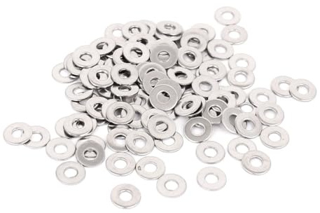 TA-VIGOR M2.5 x 6mm Flat Washers 304 Stainless Steel for Screws Bolts 100pc | Round Flat Metal Gaske Spacer Corrosion Resistant Plain Washers for Thread Rods for DIY Repair Automotive Plumbing