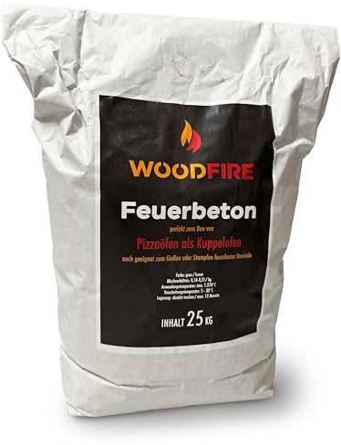 WoodFire Feuerbeton, 25 kg, Feuerfester Beton für Pizzaofen, bis 1.270°C, Made in Germany