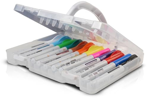 FERLINX Pennarelli Acrilici Professionali a Base d’Acqua – Set 12 Colori Vivaci Punta Pennello per Carta, Vetro, Legno e Ceramica