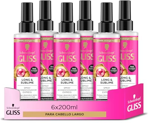 Gliss Long & Sublime Acondicionador Express para Cabello Largo de Schwarzkopf - Sin Aclarado - 6 uds de 200 ml (total 1200m